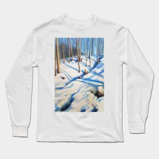 Winter walk - snowy woods painting Long Sleeve T-Shirt